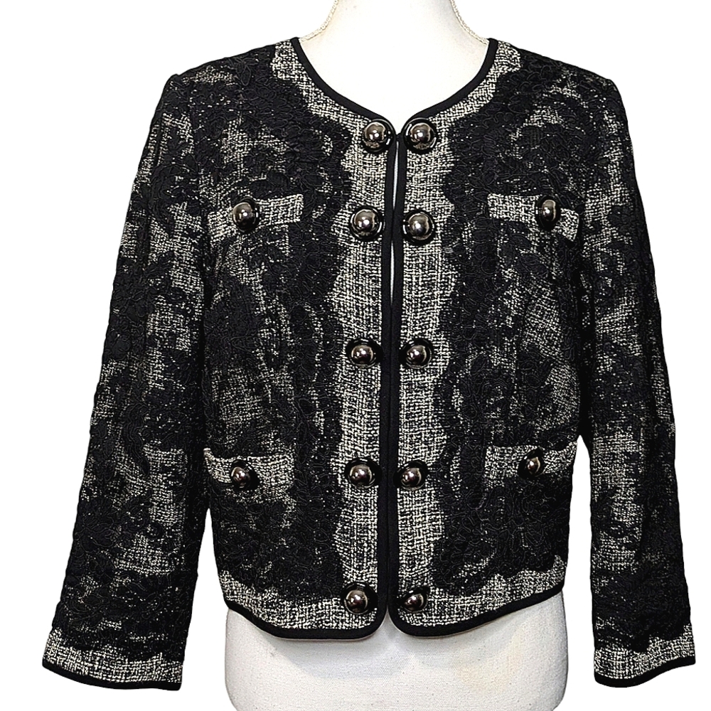 CARLISLE BLACK TWEED & LACE WOMEN'S JACKET Size 8